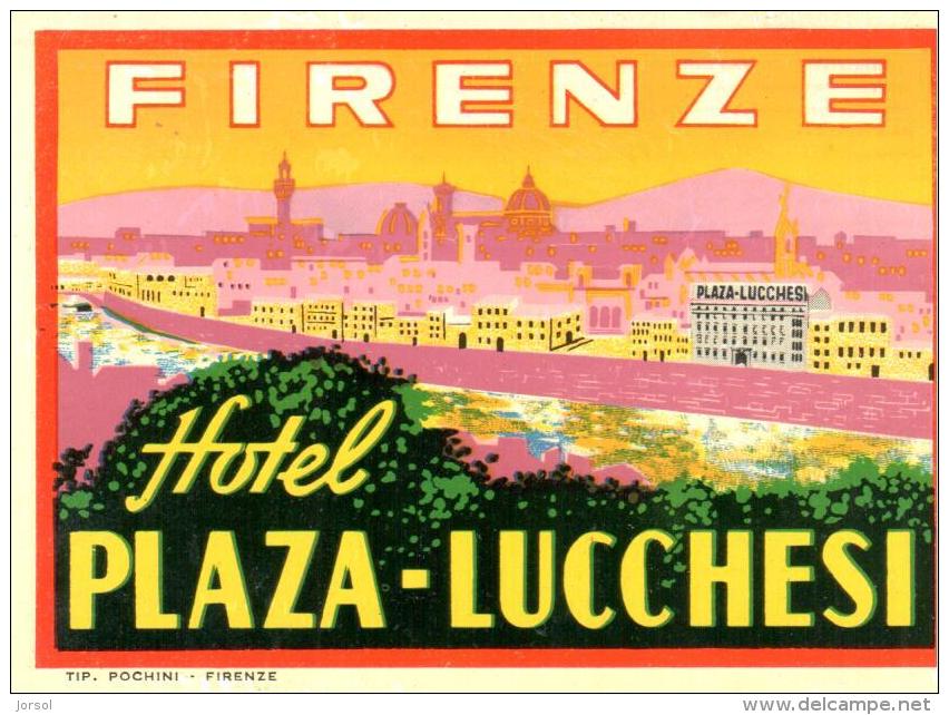 ETIQUETA DE HOTEL  -  HOTEL PLAZA - LUCCHESI  -FIRENZE - Etiquettes D'hotels