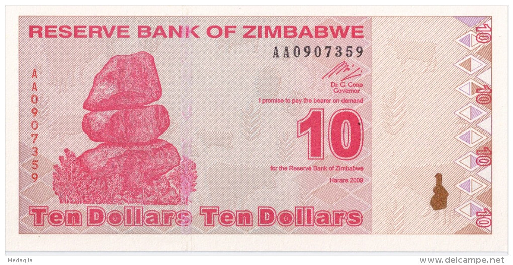 ZIMBABWE - 10 Dollars 2009 - UNC - Zimbabwe