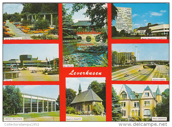 22809- LEVERKUSEN- BAYER TOWER, JAPONESE GARDENS, FORUM CONCERT HALL, NAZARETH HOUSE, CHAPEL, SPORTS HALL, HIGHWAY - Leverkusen