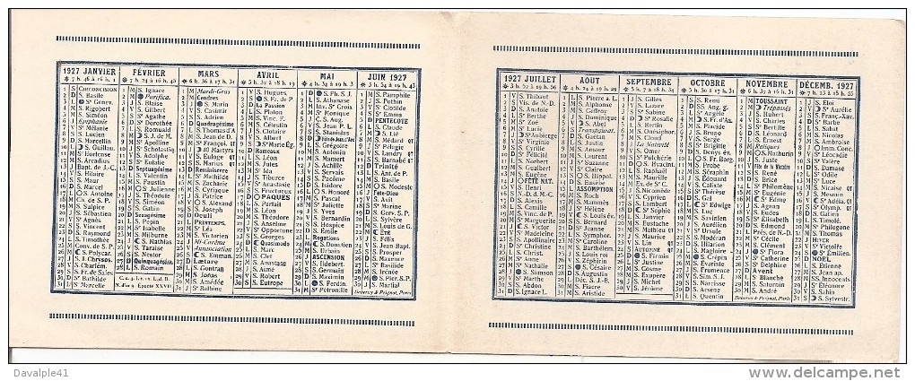 CALENDRIER DU DIDOT-BOTTIN  1927 DIMENSIONS  21 X 8 BON ETAT - Autres & Non Classés