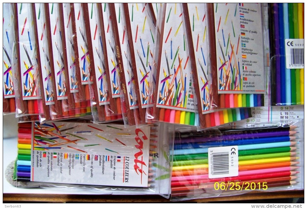 1 BLISTER NEUF N° 92 DE 12 CRAYONS DE COULEUR CONTE FRANCE 5692 PAPETERIE SCOLAIRE RENTREE DES CLASSES VERS 1980/1990 - Stationeries (flat Articles)