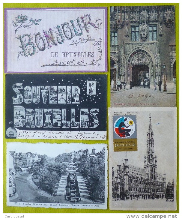 Lot +-80 Cp Bruxelles Brussel Monuments Place De 1899 A 1925  Toutes En Ligne Avec Dos Cachet Poste Et Timbres - Lotes Y Colecciones