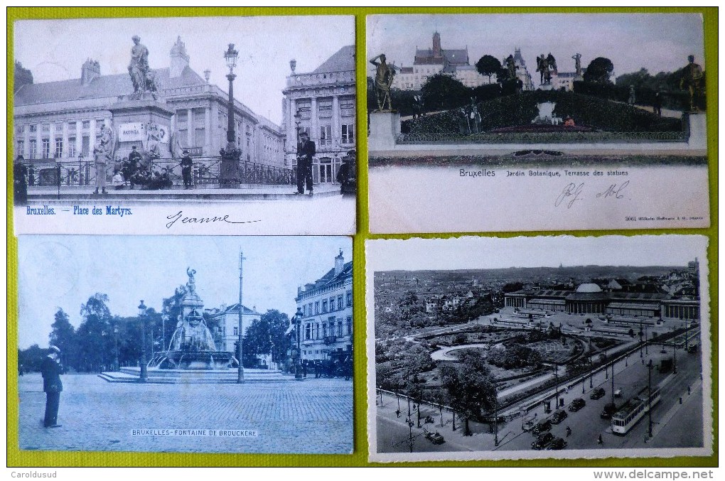 lot +-80 cp bruxelles brussel monuments place de 1899 a 1925  toutes en ligne avec dos cachet poste et timbres