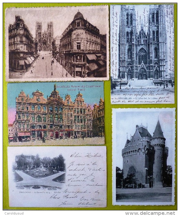 lot +-80 cp bruxelles brussel monuments place de 1899 a 1925  toutes en ligne avec dos cachet poste et timbres