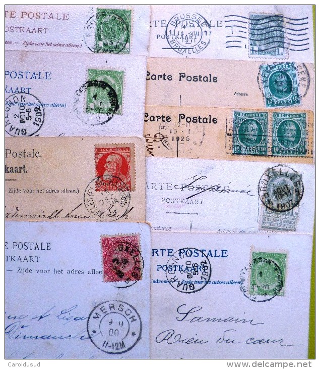 lot +-80 cp bruxelles brussel monuments place de 1899 a 1925  toutes en ligne avec dos cachet poste et timbres