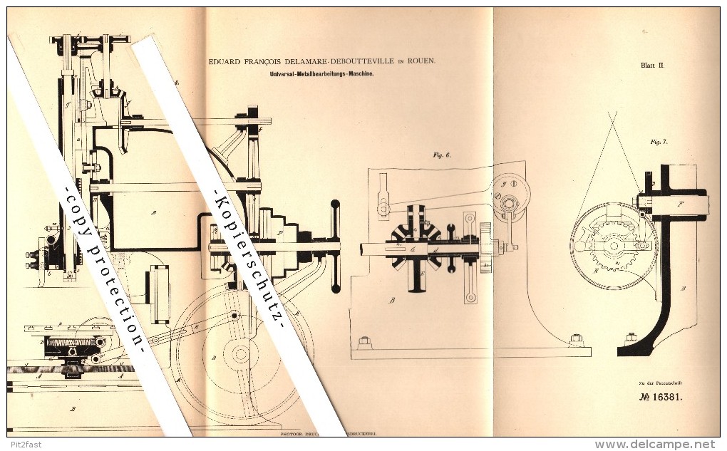 Original Patent - Eduard Delamare-Deboutteville à Rouen , 1881 , Machine De La Métallurgie Universal   !!! - Documents Historiques