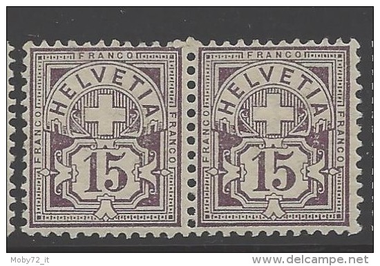 Svizzera - 1906 - Nuovo/new MH - Cifre - Coppia - Mi N. 87 - Ungebraucht