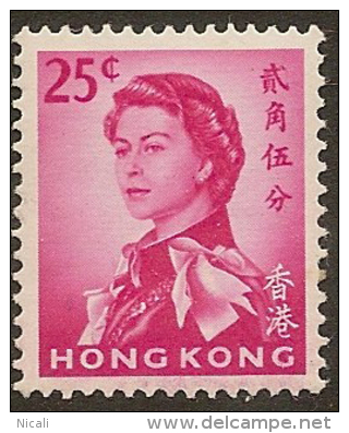 HONG KONG 1962 25c Cerise QE II SG 226 UNHM II64 - Unused Stamps