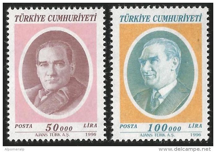 TURKEY 1996 (**) - Mi. 3076-77, ATATÜRK Regular Issue Stamps - Neufs