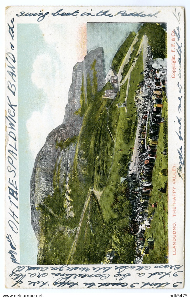 LLANDUDNO : THE HAPPY VALLEY / POSTMARK - LEICESTER / ADDRESS - BEDFORD, GRAFTON ROAD - Caernarvonshire