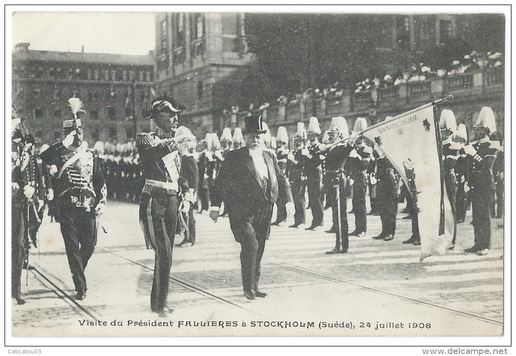 STOCKHOLM (Suède) Visite Du Président FALLIÈRES Le 24 Juillet 1908 - Belle Animation - Pub. Écrémeuses ALFA-LAVAL - Hommes Politiques & Militaires