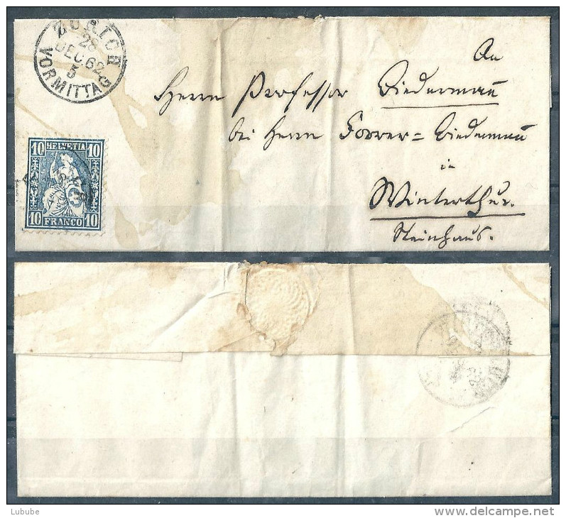 Faltbrief  Zürich - Winterthur                1862 - Cartas & Documentos