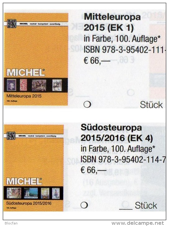 MICHEL Part 1+4 Mittel/Südost-Europa Catalogue 2015/2016 New 132€ A CH Genf Wien CZ CSR HU Kreta SRB BG GR RO TR Cyprus - Material Und Zubehör