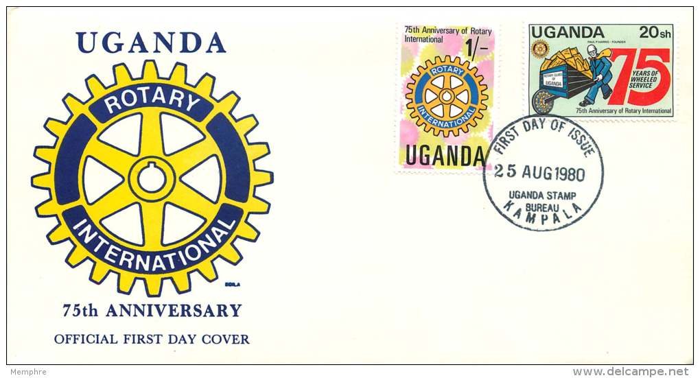 1980  Rotary International   75è Anniversaire FDC Non Adressé - Uganda (1962-...)