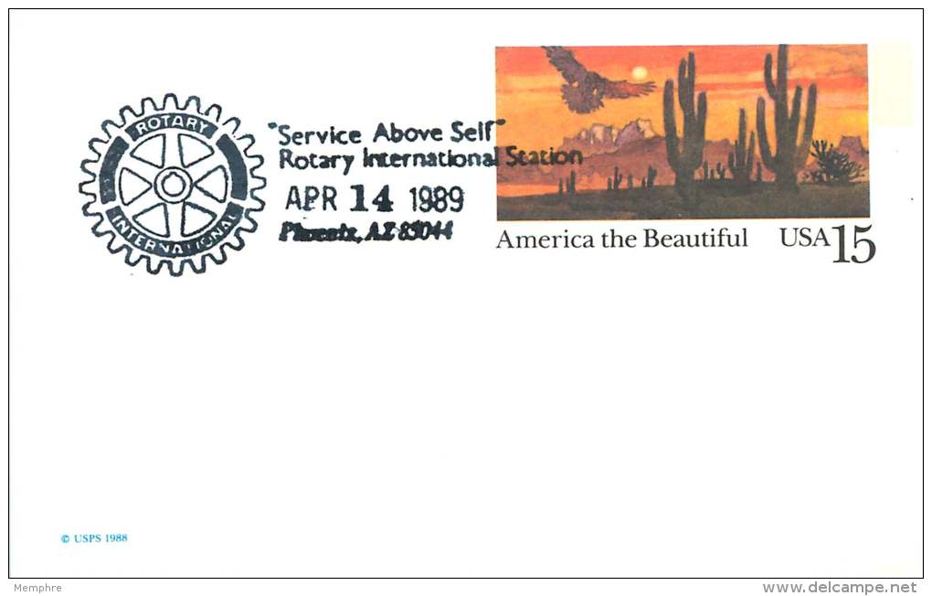 1989  Rotary International -8oth Convention  Commemorative Cancel On  Postcard - Event Covers