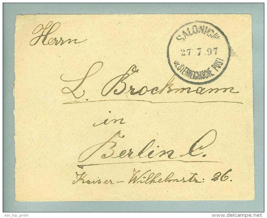 Österreich Levante Salonicki 1897-07-27 Brief Nach Berlin - Oostenrijkse Levant