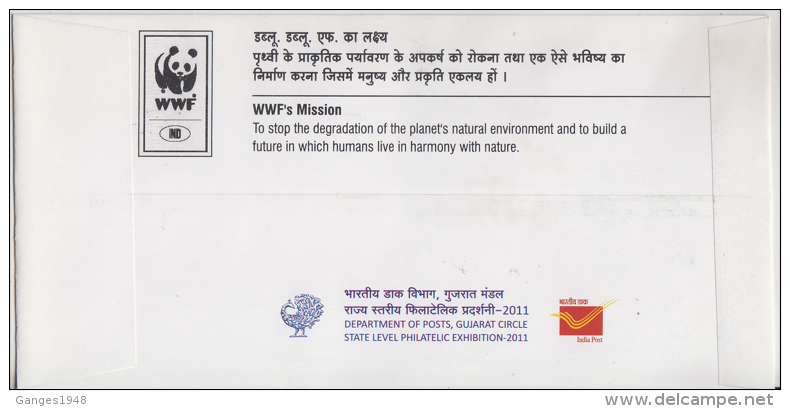 India  2011  Felines  Lions  Asiatic Lion WWF  VADODRA  Special Cover # 84950  Inde  Indien - Lettres & Documents