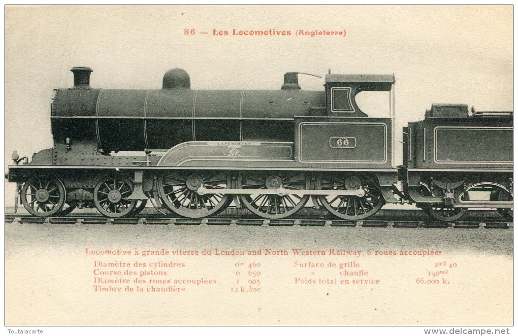 POST CARD ENGLAND LOCOMOTIVE GRANDE VITESSE DU LONDON AND NORTH WESTERN RAILWAY 6 ROUTES ACCOUPLEES - Treinen