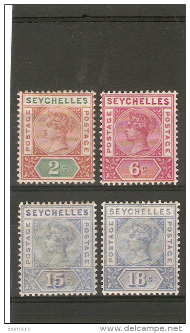 SEYCHELLES 1897 - 1900 SET TO 18c SG 28 - 31 MOUNTED MINT  Cat £37+ - Seychelles (...-1976)