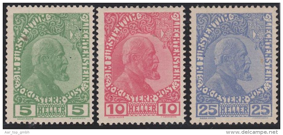 Liechtenstein 1912 Fürst Johann II Zu#1y-3y * Falz Ungebr. Gewöhnl.Papier Gelb.G - Neufs