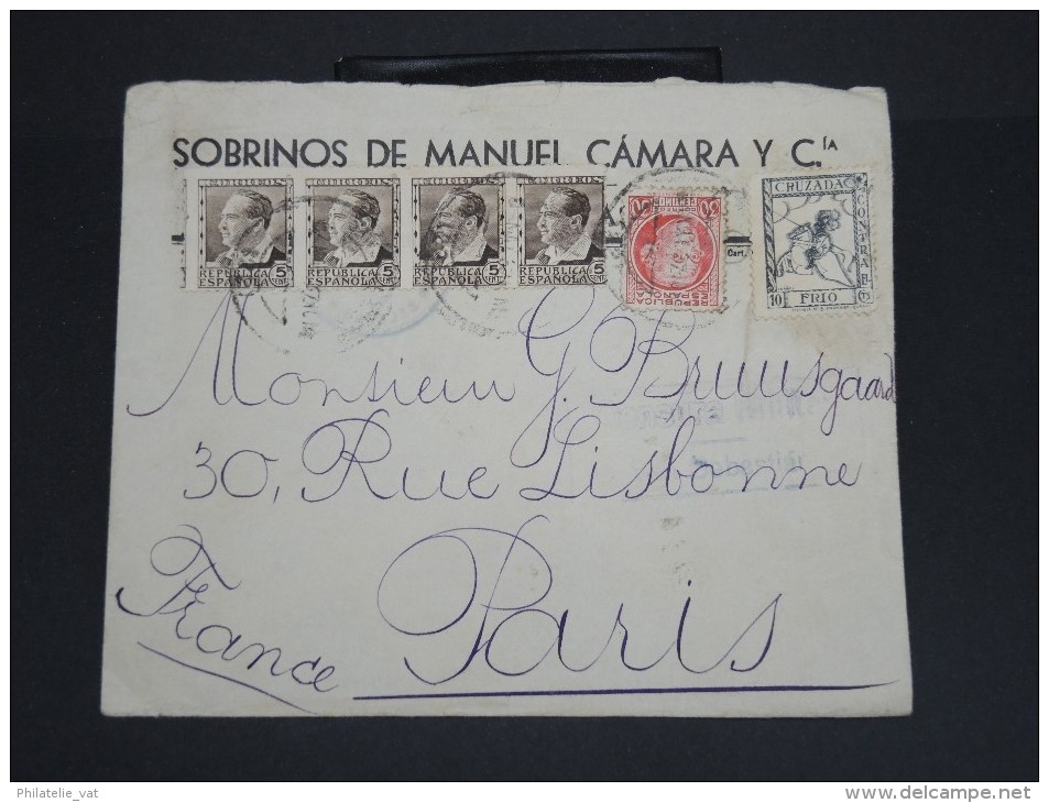 ESPAGNE-Enveloppe Pour Paris Avec Censure De San Sébastian En 1937 Aff Plaisant  à Voir  P7076 - Marques De Censures Nationalistes