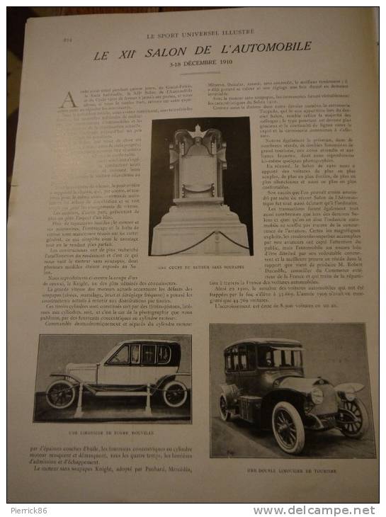 1910 LE SALON DE L´AUTOMOBILE / MOTOBLOC / TORPEDO / BARRE NIORT / TERROT / SAOUTCHIK / PNEU PALMER / HARAS D'OUILLY - Magazines - Before 1900