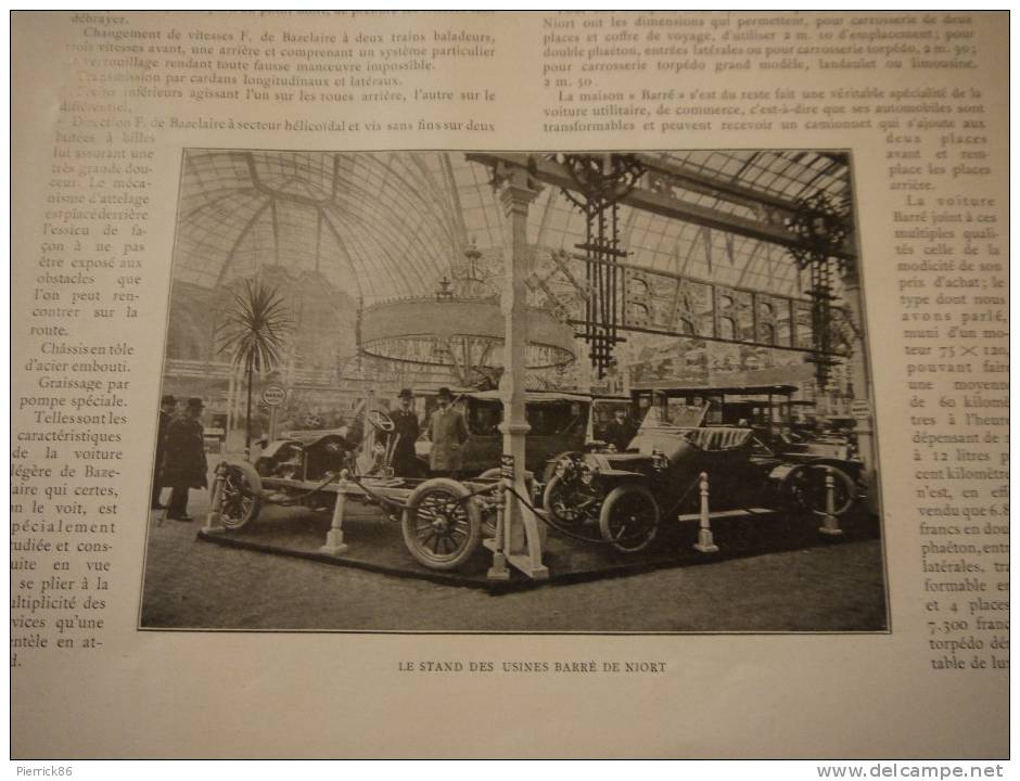 1910 LE SALON DE L´AUTOMOBILE / MOTOBLOC / TORPEDO / BARRE NIORT / TERROT / SAOUTCHIK / PNEU PALMER / HARAS D'OUILLY