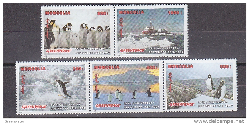 Greenpeace 1997 Mongolia 5v From M/s  Penguins   ** Mnh (22597A) - Poolshepen & Ijsbrekers