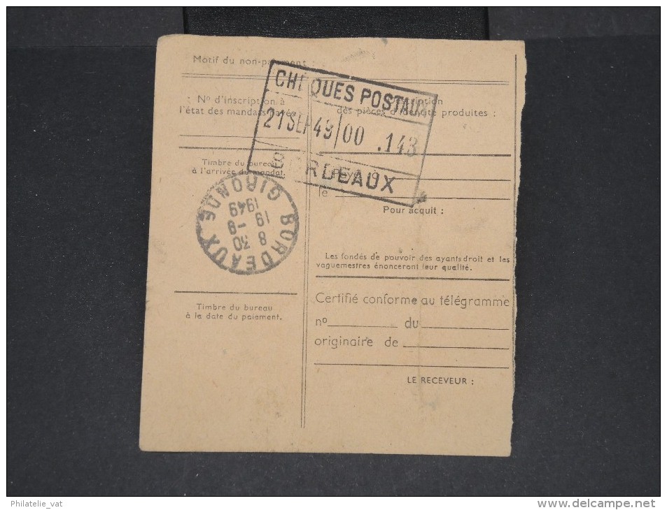 FRANCE-TOGO-Mandat Carte De Anecho Pour Bordeaux En 1949 Pas Fréquent à Voir Lot P7092 - Covers & Documents