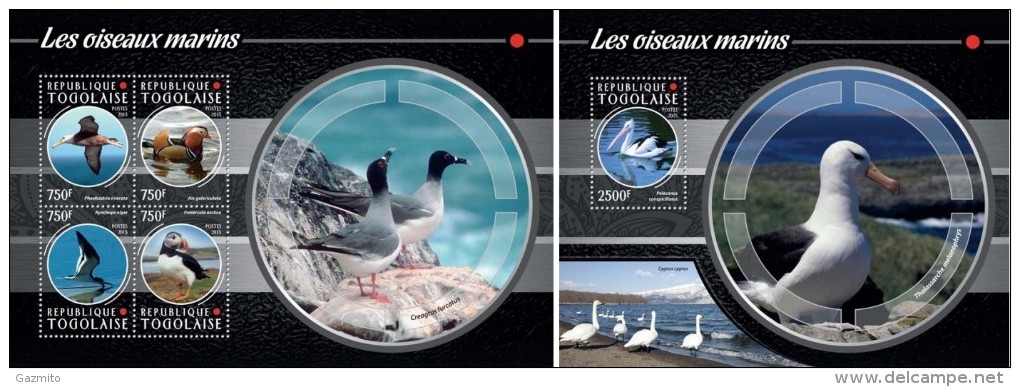 Togo 2015, Sea Birds, 4val In BF +BF - Albatros & Stormvogels