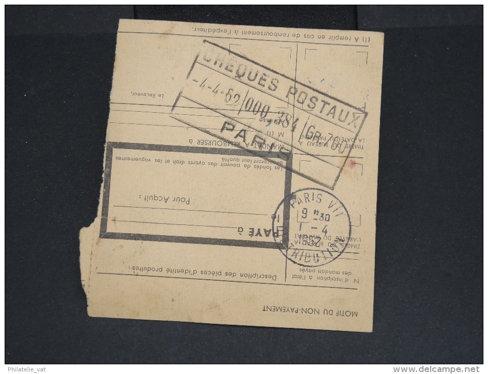 FRANCE-NOUVELLE CALEDONIE-Mandat Carte De Moindou Pour Paris En 1952  Pas Fréquent à Voir Lot P7115 - Briefe U. Dokumente