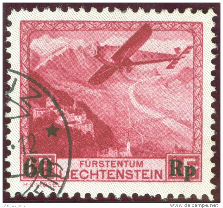 Liechtenstein Flug 1935 60Rp. Auf 1Fr. Zu#F16 Mi#146 Gestempelt - Aéreo