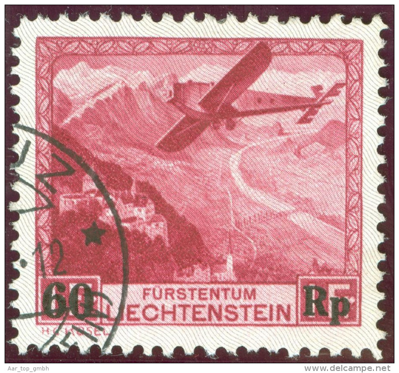 Liechtenstein Flug 1935 60Rp. Auf 1Fr. Zu#F16 Mi#146 Gestempelt - Air Post