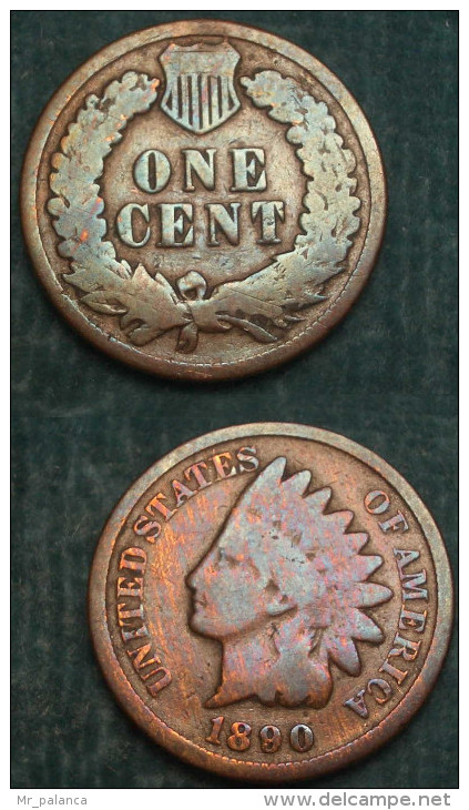 M_p> Stati Uniti 1 Cent 1890 Indian Head - 1859-1909: Indian Head