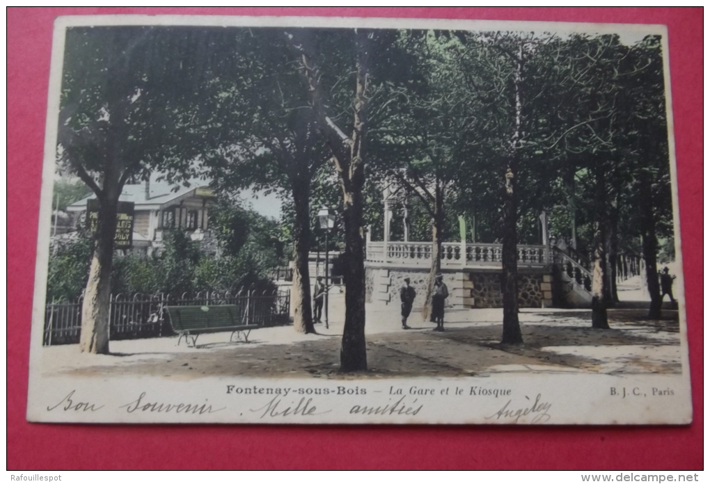 Cp Fontenay Sous Bois La Gare Et Le Kiosque - Fontenay Sous Bois