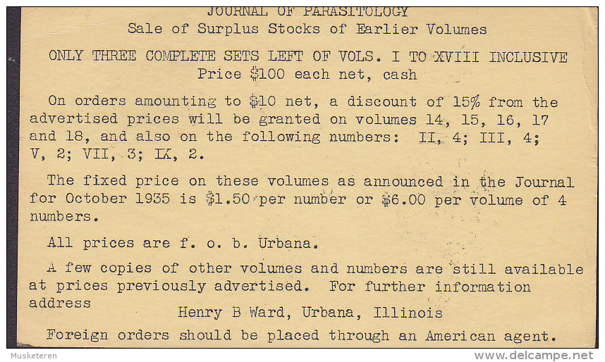 United States Postal Stationery Ganzsache Entier PRIVATE Print HENRY B. WARD WASHINGTON D.C. 1936 KIEV Russia (2 Scans) - 1921-40