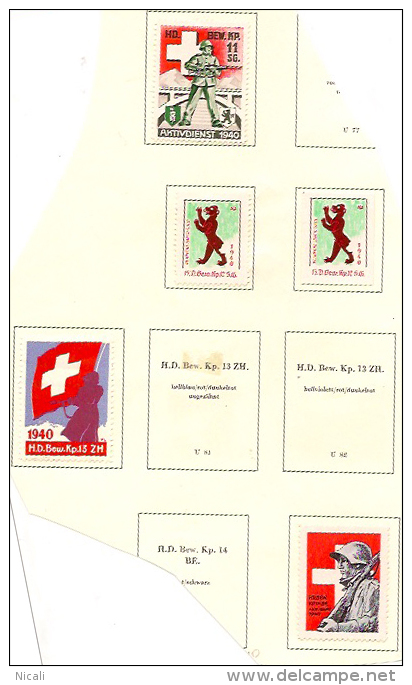 SWITZERLAND MILITARY STAMPS (5) 1939-40 HM #TD9 - Vignetten