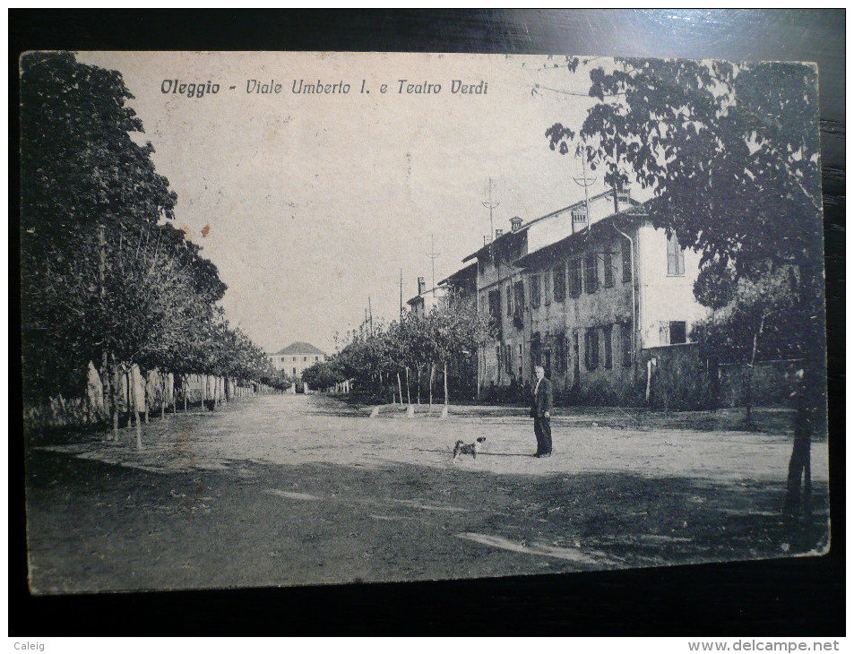 Oleggio-Novara 2 Scans Viale Umberto E Teatro Verdi Usata 1926 Pregiata Affrancatura - Altri & Non Classificati