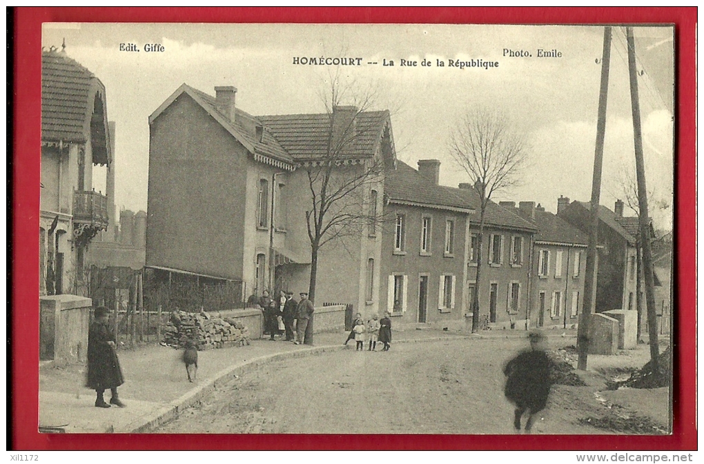 MNN-17 Homécourt  La Rue De La République. ANIME. Circulé En 1919 Sous Enveloppe. - Homecourt