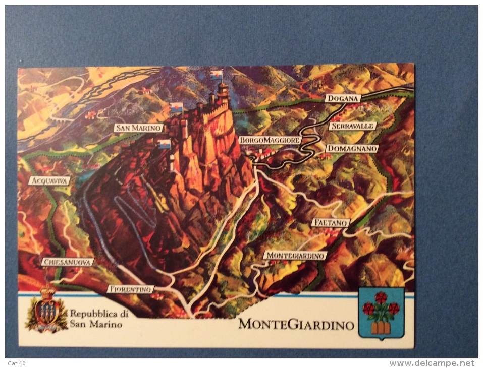 SAN MARINO CASTELLI E UFFICI  - MONTEGIARDINO.   CARTOLINA ED ANNULLO SPECIALE - San Marino