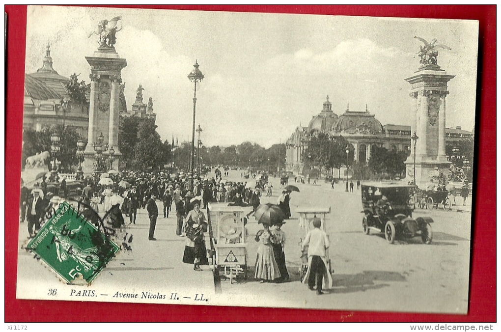 XBQ-04  Paris, Avenue Nicolas 2, Cachet Frontal, Tres ANIME. Cachet Frontal 1908 - Arrondissement: 08