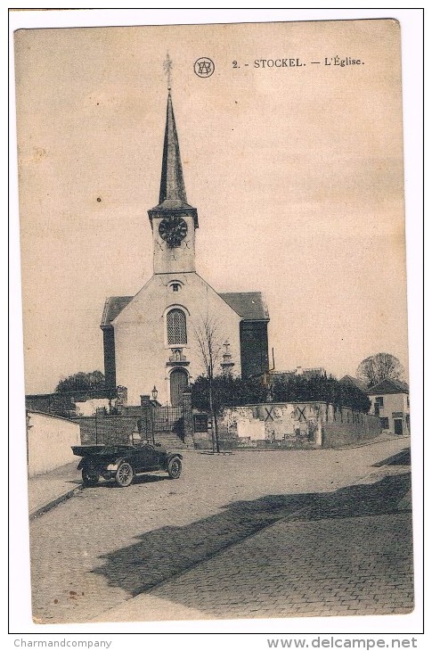 Woluwe-Saint-Pierre - Stockel - L'Eglise, Automobile, Cliché F. Walschaerts, Bruxelles - 2 Scans - Woluwe-St-Pierre - St-Pieters-Woluwe