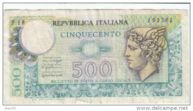 Italy #94, 500 Lire 1976 Banknote Money - 500 Liras