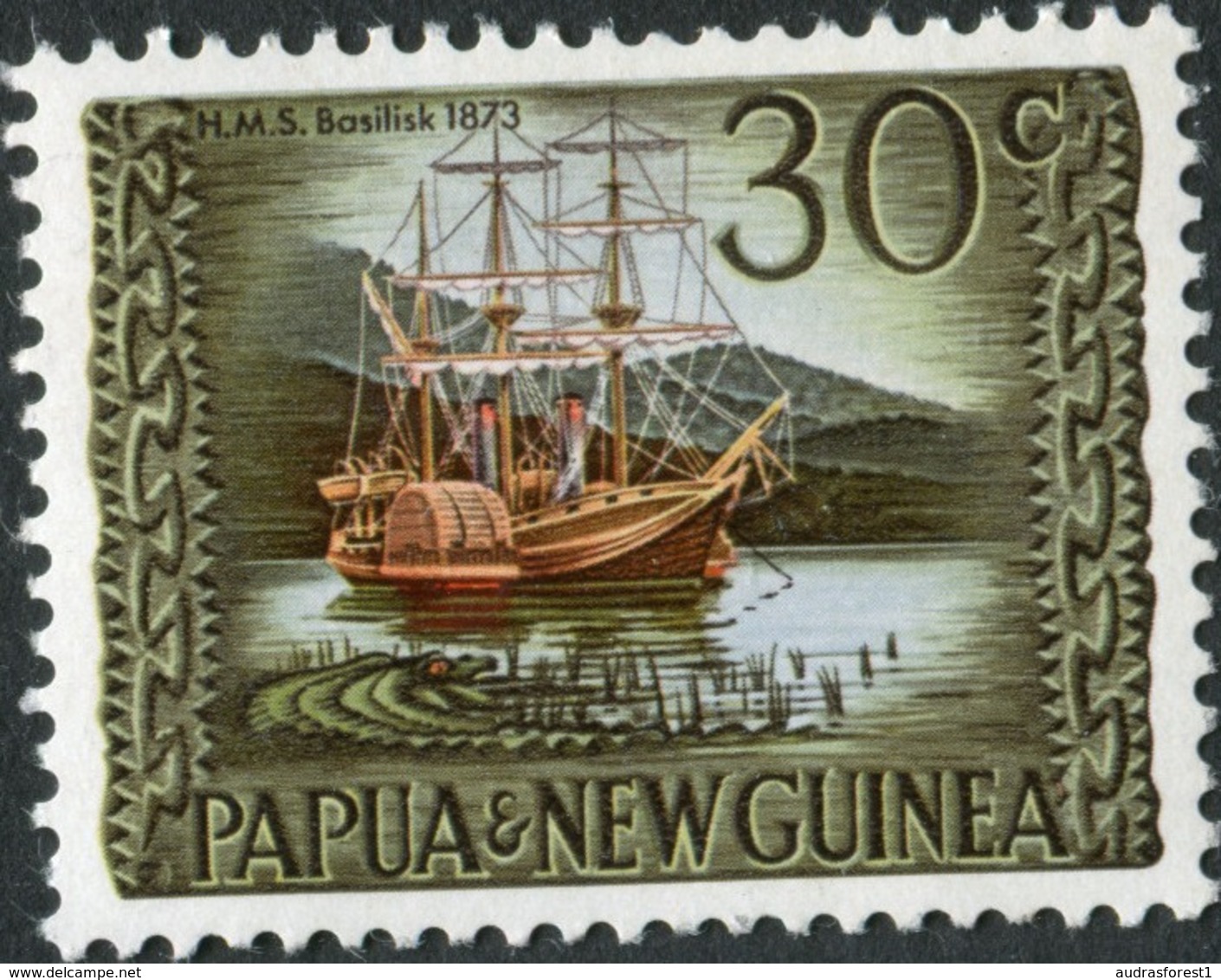 Sailing Ship 1977 PAPUA NEW GUINEA  Mint Not Hinged Stamp 30c Older Looking Sailing Ship - Papua New Guinea