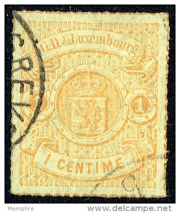 1865  Armoiries  Percé En Lignes Colorées   1 Cent. Orange  Oblitéré - 1859-1880 Wappen & Heraldik