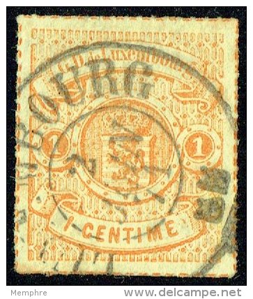 1865  Armoiries  Percé En Lignes Colorées   1 Cent. Orange -rouge  Oblitéré - 1859-1880 Armarios