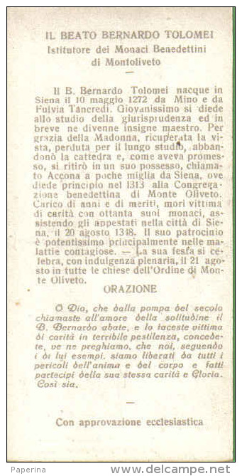 SANTINO BEATO BERNARDO TOLOMEI CHE ASSISTE GLI INFERMI IN SIENA - Imágenes Religiosas