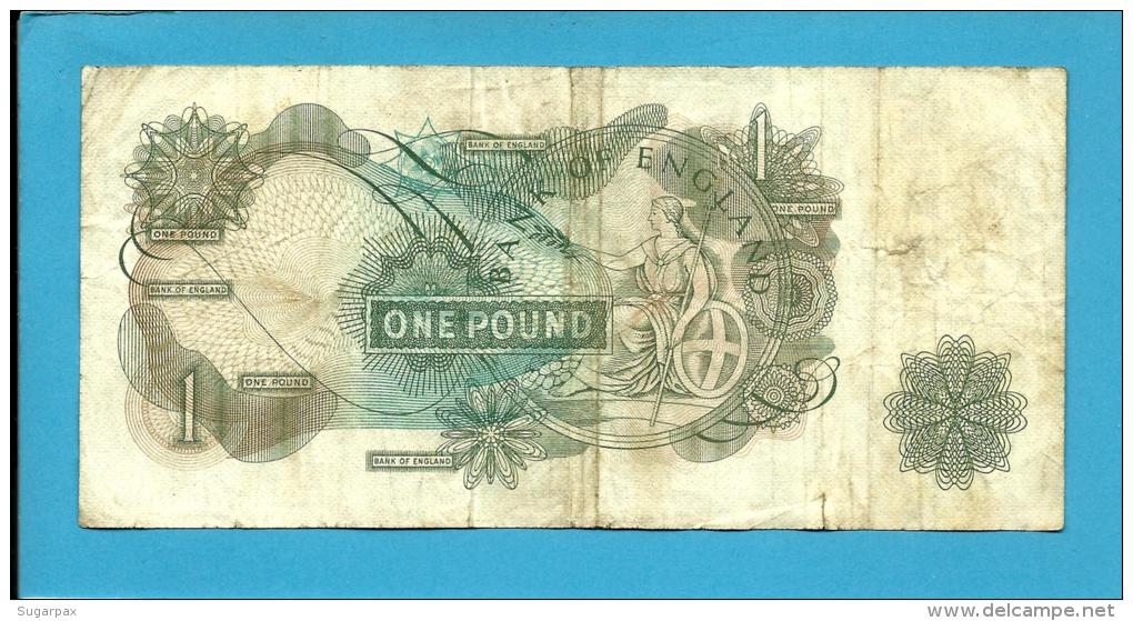 GREAT BRITAIN - 1 POUND - ND ( 1966 - 70 ) - P 374 E - Sign. J. S. Fforde - BANK OF ENGLAND - 2 Scans - 1 Pound