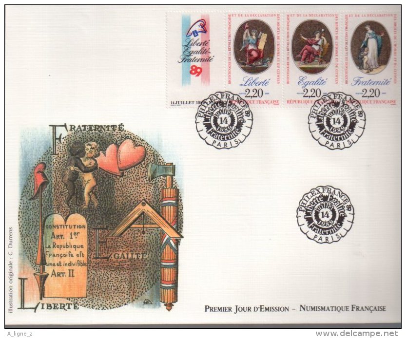 Enveloppe Premier 1er Jour FDC First Day Cover Grand Format Bicentenaire Révolution Française Liberté Egalité - Non Classés