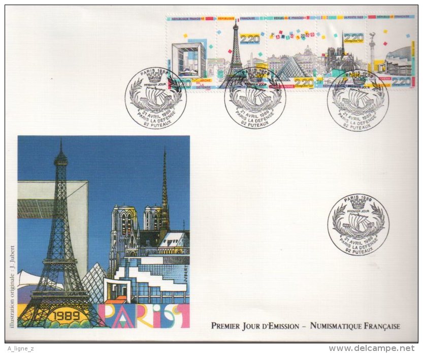 Enveloppe Premier 1er Jour FDC First Day Cover Grand Format Paris 1989 - Non Classés
